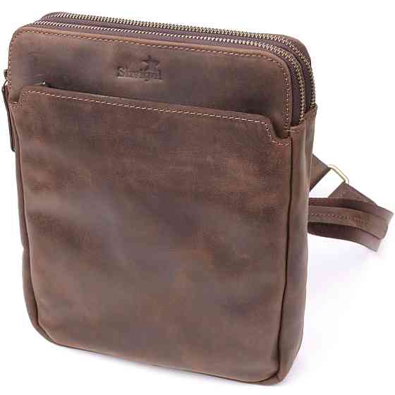 Чоловіча сумка через плече з вінтажної шкіри Shvigel 20866_1 Коричневий Київ