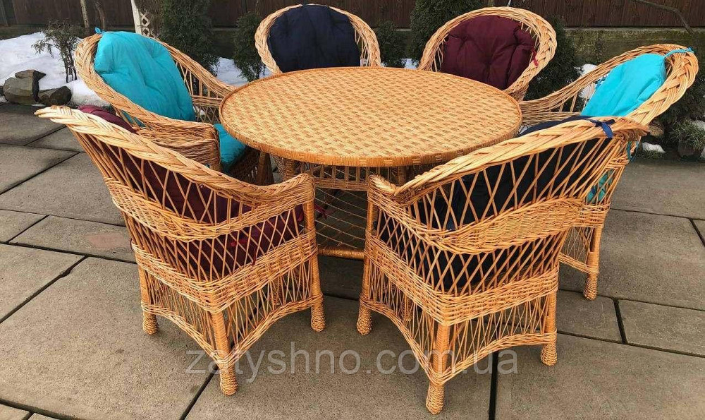 Меблі плетені з великим круглим столом Київ - фото 2