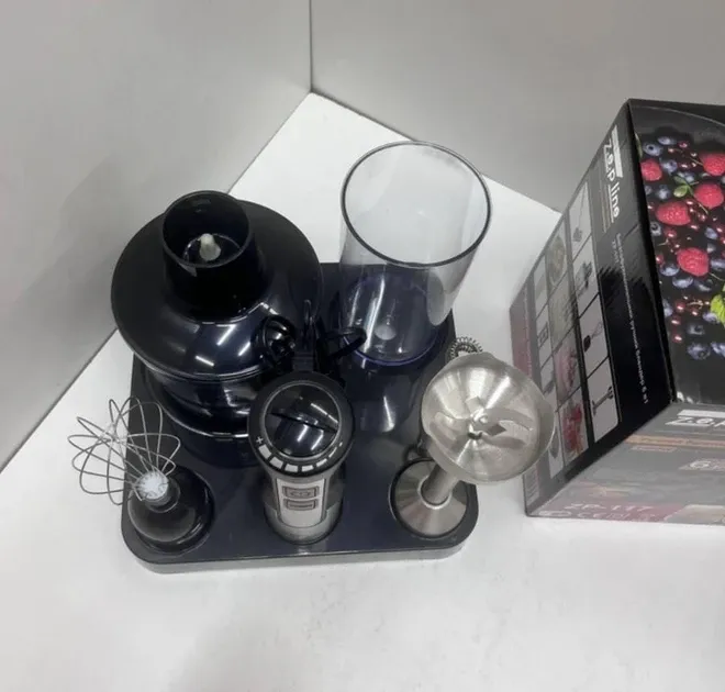 Ручний погружний блендер 6в1 на підставці 1500W Zepline ZP-117  Чаша подрібнювача 500 мл Чорний Одеса - фото 6