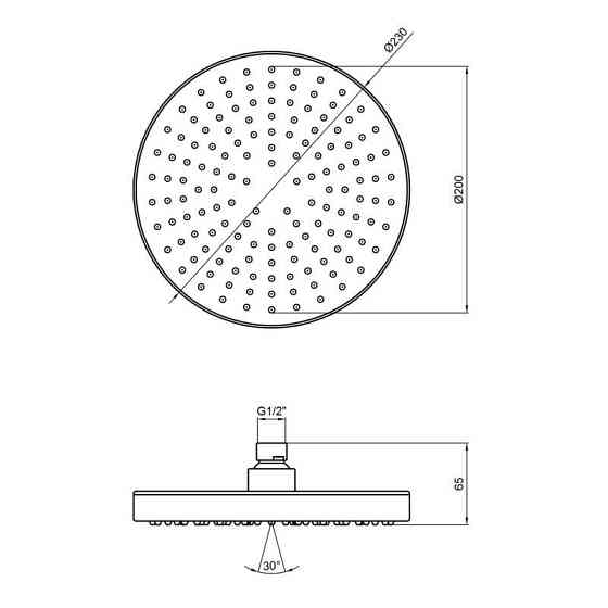 Верхній душ Qtap Hlavova A228O1ZBB, чорний Київ