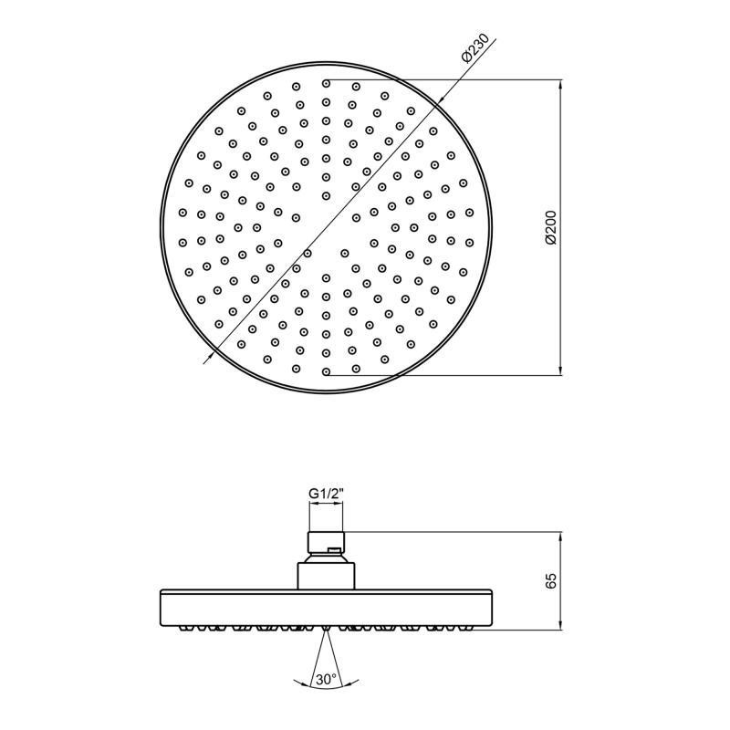 Верхній душ Qtap Hlavova A228O1ZBB, чорний Київ - фото 2