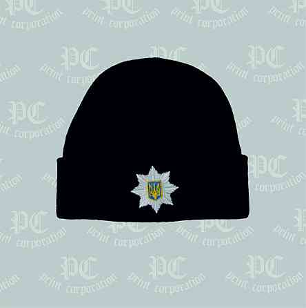 Чорна шапка з принтом ПОЛІЦІЯ Черновцы