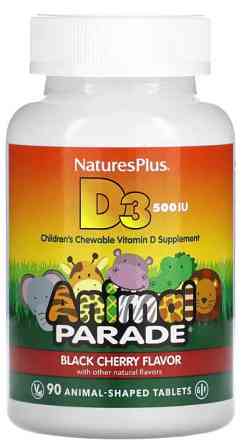 Витамин D3 для детей без сахара Nature's Plus Animal Parade 90 жевательных таб Киев