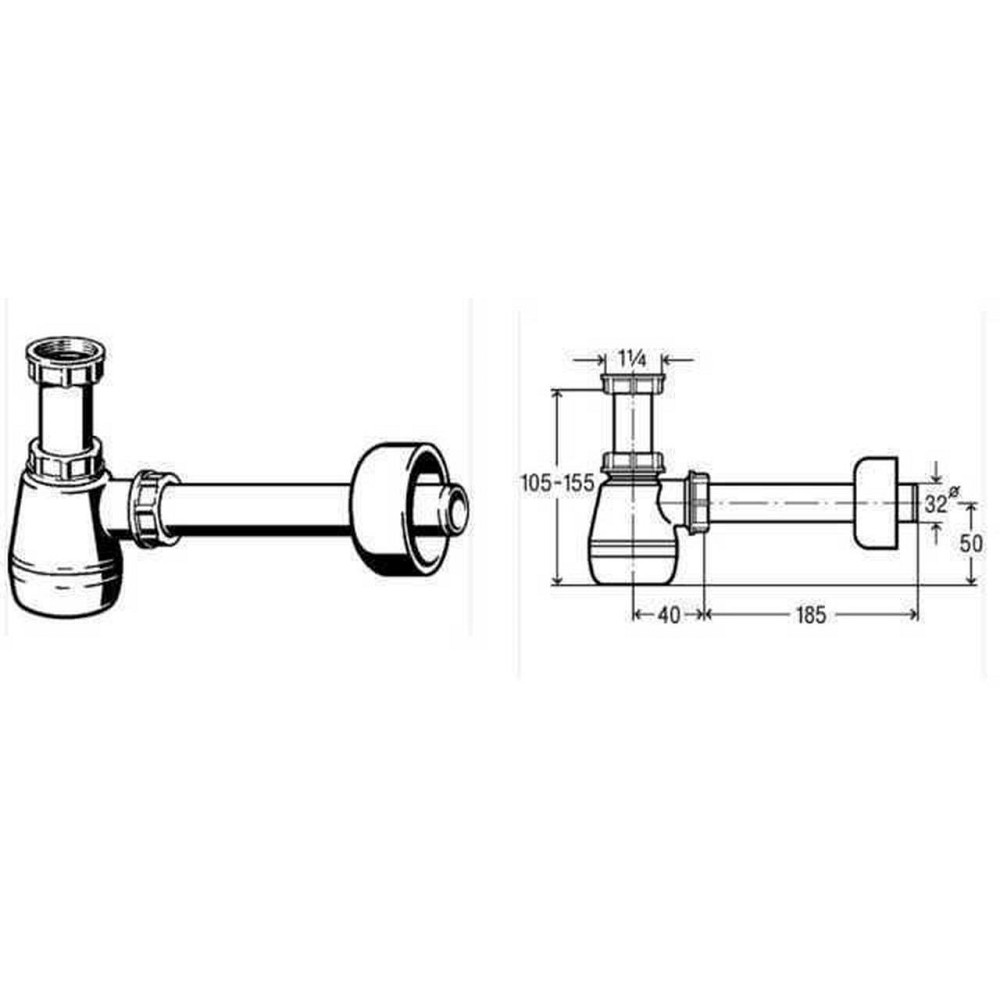 Сифон для біде VIEGA 1 1/4″х1 1/4″ пластик бутил. б/г 120337 (000000812) Київ - фото 3