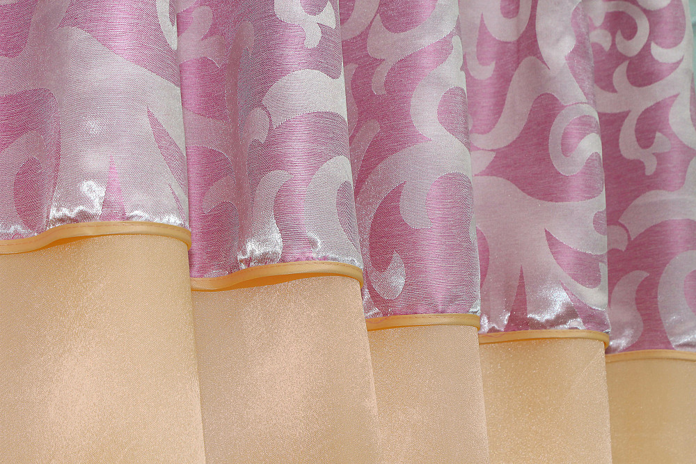 Кухонные шторы VR-Textil № 073к с ламбрекеном и подхватами персиковый с розовым 290х170 см (52-0197) Киев - изображение 4