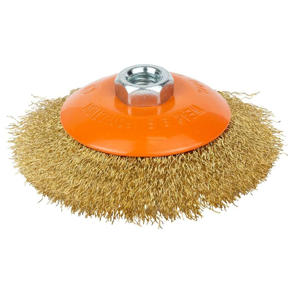 Щетка проволочная конусообразная Ø115мм М14×2мм (латунированная) GRAD (9035115) Киев - изображение 1