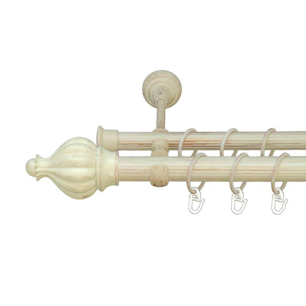 Карниз Orvit Таджа металевий однорядний ретро рифлена труба кільце металеве Біле Золото 25 мм 160 см (00-00010619) Львів - фото 1