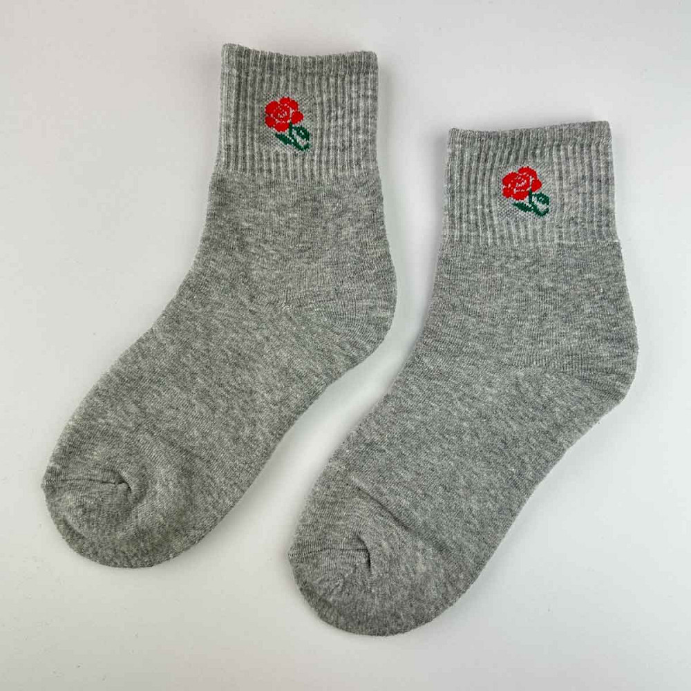 Теплые носки женские классические однотонные Цветок GM Textile Высокие 36-41 Светло-Серый Сумы - изображение 1