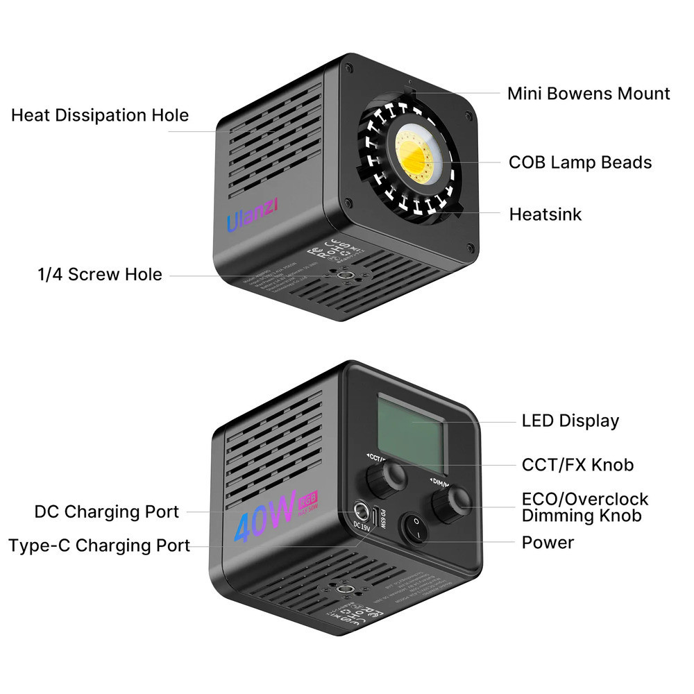 Відеосвітло Ulanzi Vijim 40W RGB COB Fill Light (L024 40WRGB) Київ - фото 10