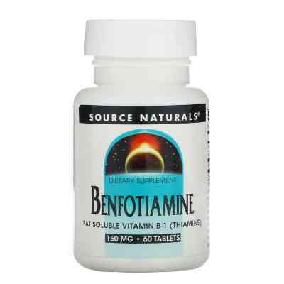 Витаминно-минеральный комплекс Source Naturals Бенфотиамин, 150 мг, Benfotiamine, 60 таблеток (SN1906) Винница