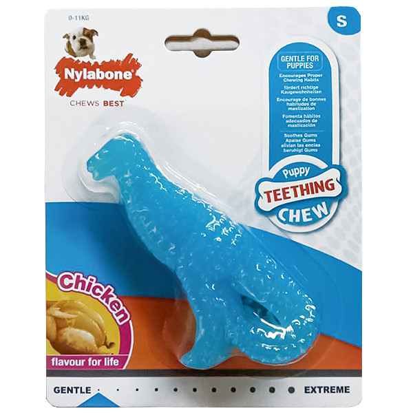 Nylabone Puppy Chew Dinosaur НИЛАБОН ДИНОЗАВР жевательная игрушка для щенков, вкус курицы Киев - изображение 1