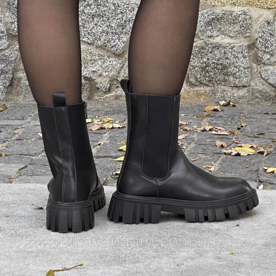 Ботинки женские Челси из натуральной кожи с застежкой демисезонные, размер 41 черный Хмельницкий