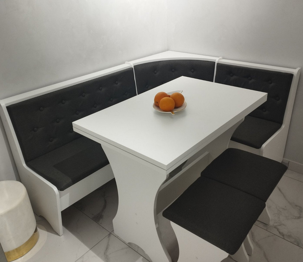 Уголок на кухню со столом и табуретами (правый/левый) 154х114 см Семейный - комплект Белый Львов - изображение 6