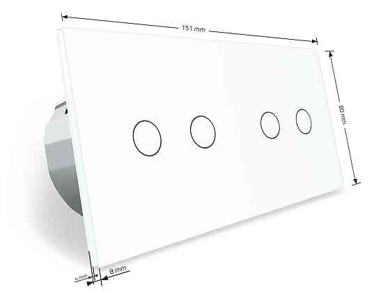 Розумний сенсорний ZigBee вимикач 4 сенсора (2-2) Livolo білий скло (VL-C702Z/C702Z-11) Коломыя