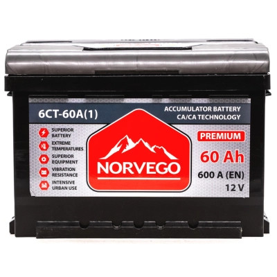 Аккумулятор автомобильный NORVEGO ВЕСТА Premium 60A +лів (1) (600 пуск) Винница - изображение 1