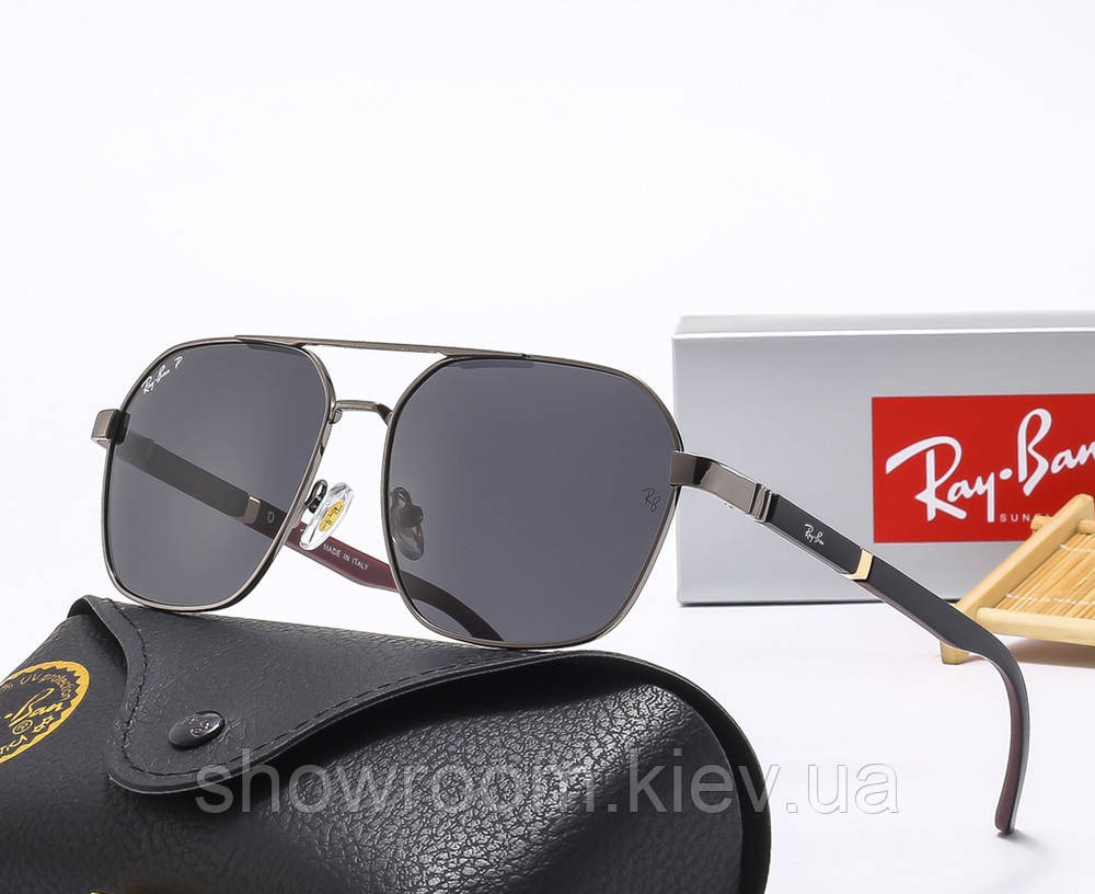 Солнцезащитные мужские очки Ray Ban (58391) polaroid черные Киев - изображение 1