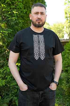 Вышиванка  мужская с коротким рукавом х/б  топ Киев