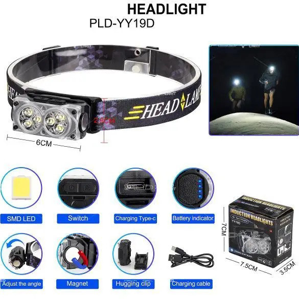 Налобный фонарик bailong YY-19D-6SMD, Яркий светодиодный мощный фонарь, Фонарик на голову для работы DZ-20 Львов - изображение 6