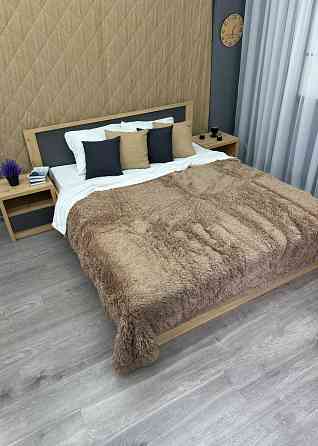Плед-покривало 200х230 см (+-10см) Травка на овчині колір какао з білим (87-216) Київ