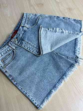 Шорти-спідниця жіночі Vanver 222 джинсові на запах з бахромою великі розміри блакитні, блакитний, 31, 31, 85 см, 112 см Київ