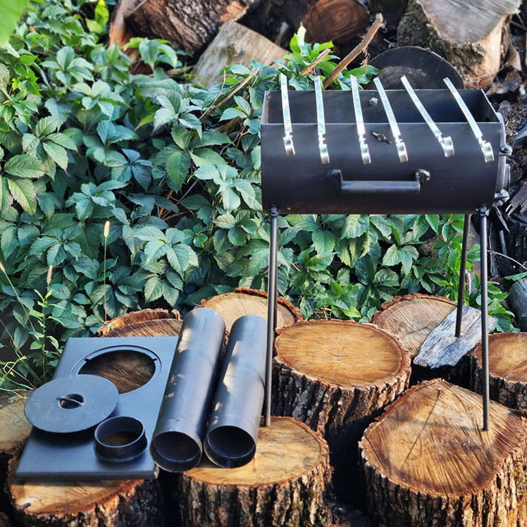 Буржуйка піч трансформер мангал 2 мм для опалення приміщень, готування, пічка з колами Київ - фото 4