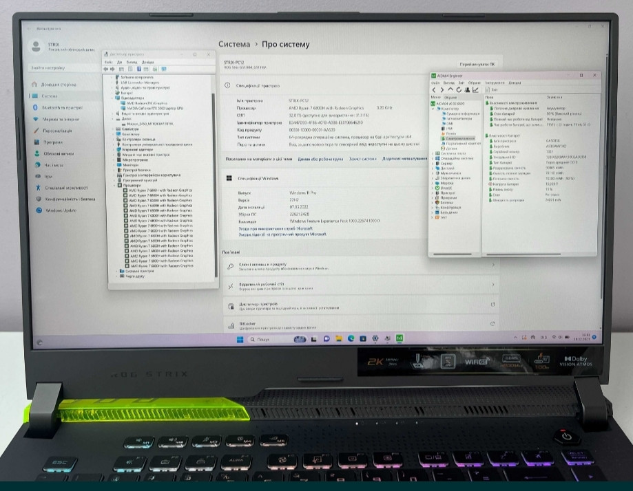 Ноутбук: ASUS STRIX 2K 165Hz, Ryzen 7, 6800H, RTX 3060 6Gb, 140W, SSD1TB, 32Gb, DDR5. Київ - фото 8