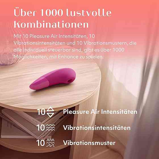 Клиторальный вакуумный стимулятор 2 в 1 Womanizer Enhance с вибрацией, розовый Sex Aura Киев