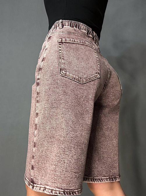 Шорты женские джинсовые Liana 4-054 бермуды с резинкой на талии большие размеры коричневые, коричневый, 42., 42, 115 см, 145 см Киев - изображение 3
