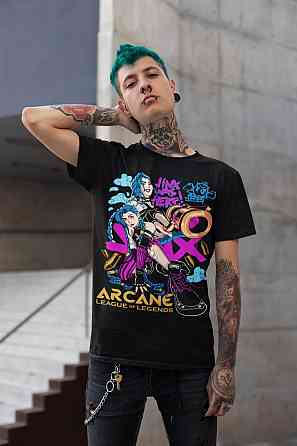 Футболка аниме Джинкс Аркане Джапанесе Аниме оверсайз (S/M/L) Черний AnimeJ0078 Днепр