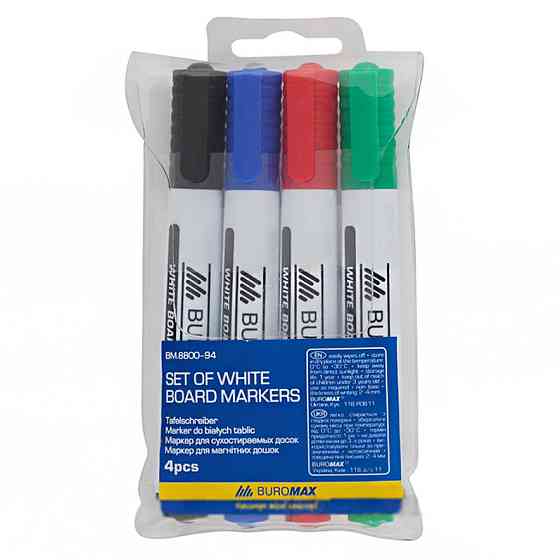 Набор маркеров Buromax JOBMAX Board, SET*4шт (BM.8800-94) Винница
