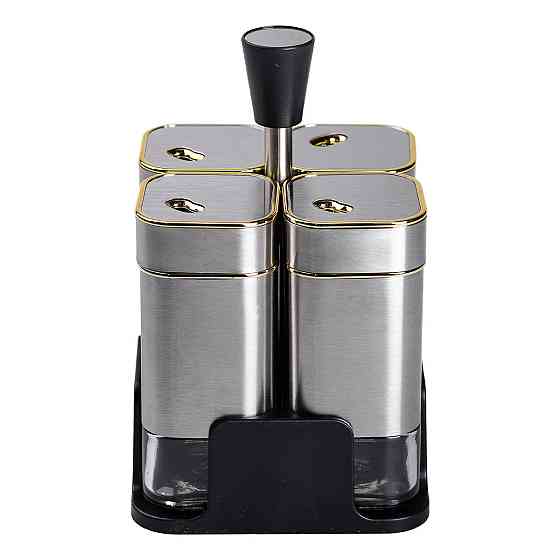 Набір ємностей для спецій 4 шт на підставці 120 мл Хром HP-1318 Київ