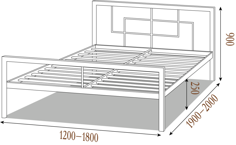 Ліжко Квадро (Металева) ТМ Металл Дизайн 90х190, Каркас метал 4.5 см Харків - фото 2