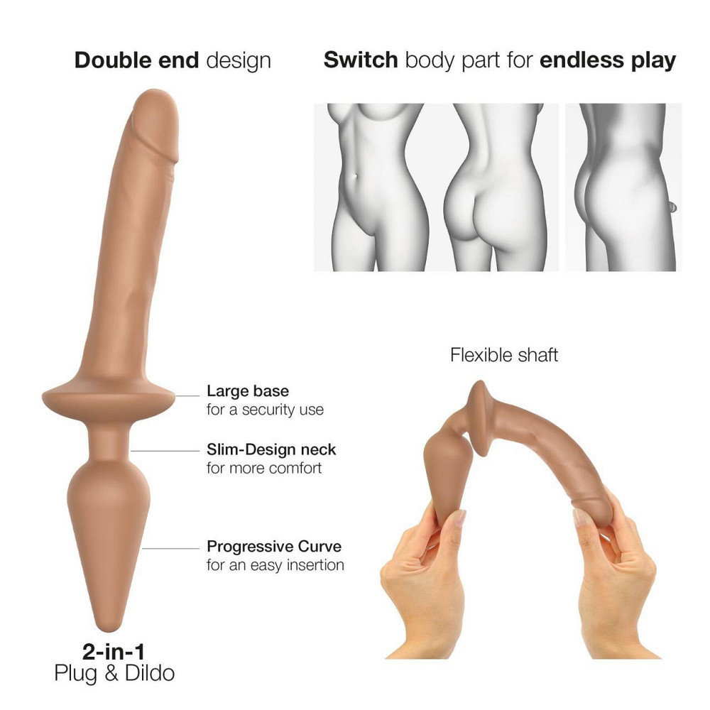 Анальная пробка с дилдо 2в1 Strap-On-Me SWITCH PLUG-IN REALISTIC DILDO Caramel S, диаметр 3,3/2,9 см Sex Aura Киев - изображение 2