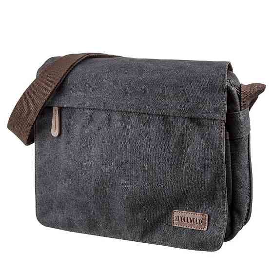 Сумка почтальонка текстильная Черная (Vintage) Киев