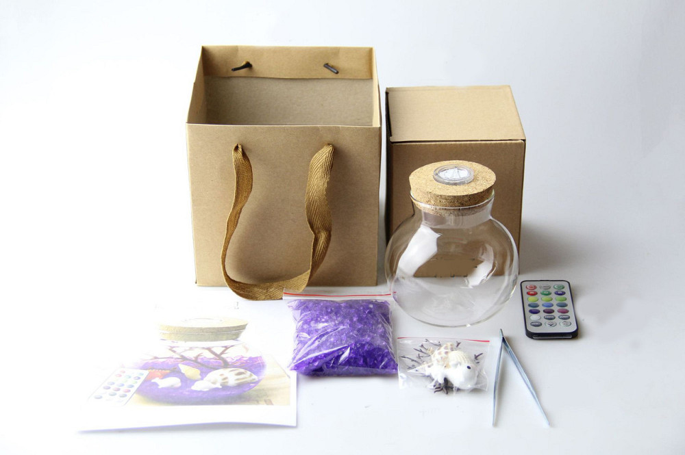 Аквариум в банке с пультом, ночник, романтическая светящаяся бутылка, подарочный сделай сам МУЛЬТИЦВЕТ Кременчуг - изображение 10