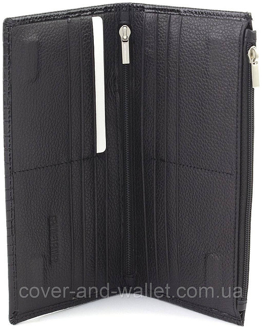 Тонкий женский кошелек для купюр и карточек черного цвета из лаковой кожи ST Leather 006 Киев - изображение 5