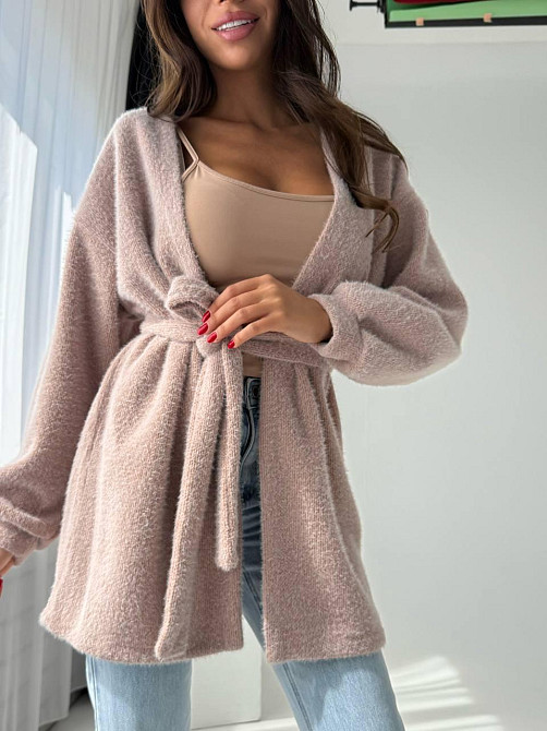 Женский повседневный стильный кардиган из ткани ангора пушистик Мокко Одесса - изображение 5