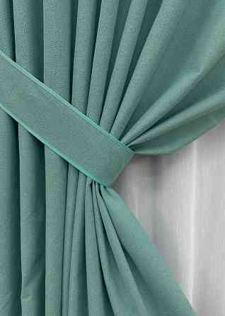 Комплект штор VR-Textil 100% блекаут ASHEN NIGHT 150х270 2шт і Тюль 400х270 1849ш-1153т бірюзовий з білим 71-090/3 Київ