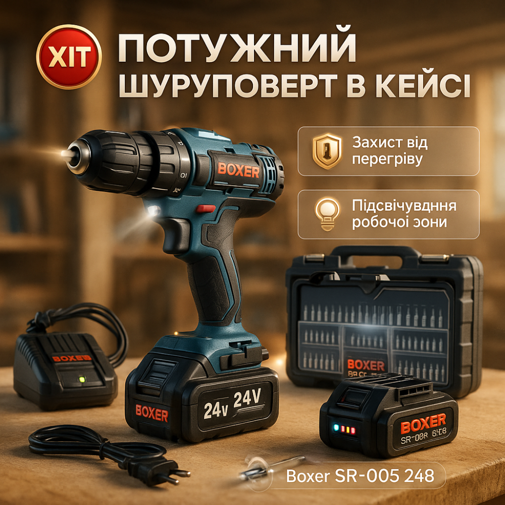 Портативний акумуляторний шуруповерт Boxer SR-005 24В WD-26 Львів - фото 12