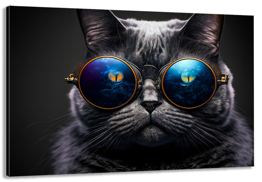 Картина холст в гостиную / спальню   Чорний кіт в окулярах      MLP_243 60x100 см Киев - изображение 1