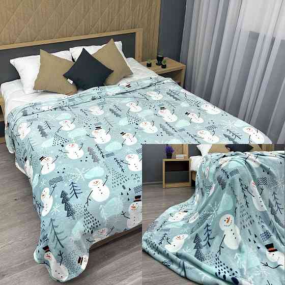 Плед-покривало Decorator WellSoft 150х210 см з різдвяним принтом Блакитний (87-283) Київ