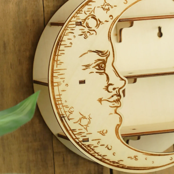 Настенная полка Луна, органайзер с 3 полками для украшений и декора, деревянная полка полумесяц, цвет White Каменец-Подольский