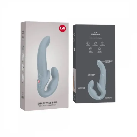 Безремінний страпон з вібрацією Fun Factory SHARE VIBE PRO cool grey, регульований Львів