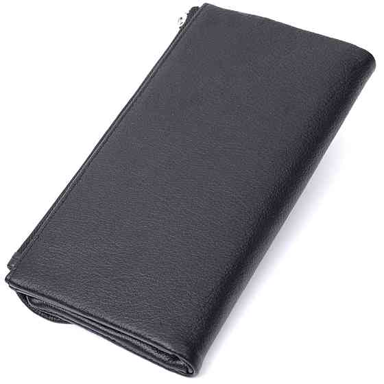 Жіноче портмоне з блоком для карт з натуральної шкіри Чорний (ST Leather) Київ