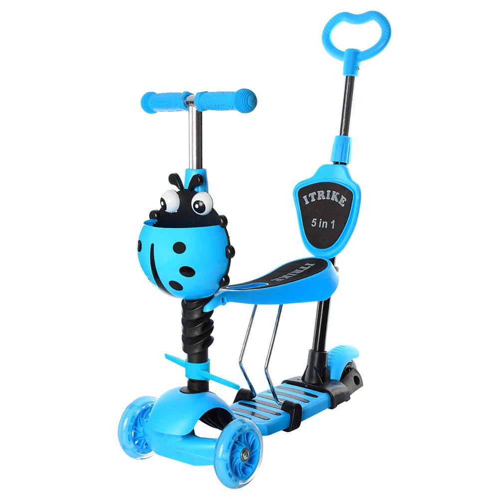 Самокат детский со съемным сиденьем и ручкой iTrike JR 3-026-B синий Бровары - изображение 1