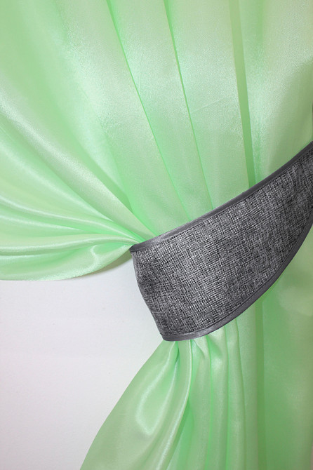 Кухонні штори VR-Textil № 073к з ламбрекеном і підхватами салатовий з сірим 270х170 см ( 52-0274) Київ - фото 3