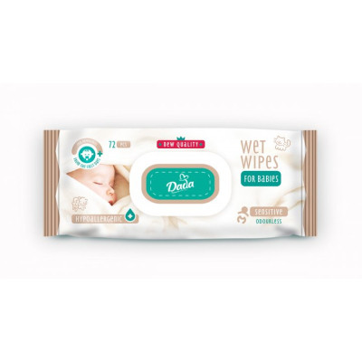 Детские влажные салфетки Dada Sensitive без запаха 72 шт. с клапаном (4820174980399) Винница - изображение 1