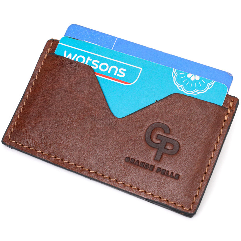 Практичний кард-кейс із натуральної шкіри GRANDE PELLE 11630 Світло-коричневий Київ - фото 5