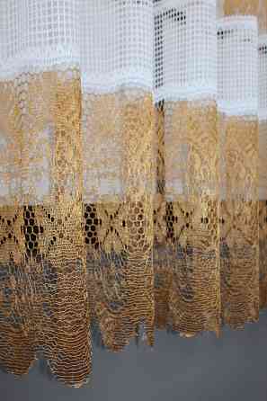 Тюль сітка висотою 1,5м, колекції "Juli" колір білий з коричневим 368т Київ