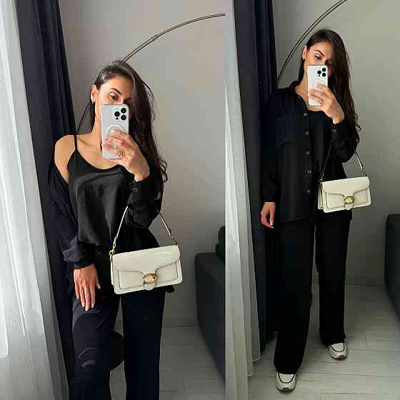 Женский базовый костюм тройка: рубашка майка и штаны креп жатка Черный, 42/44 Одесса